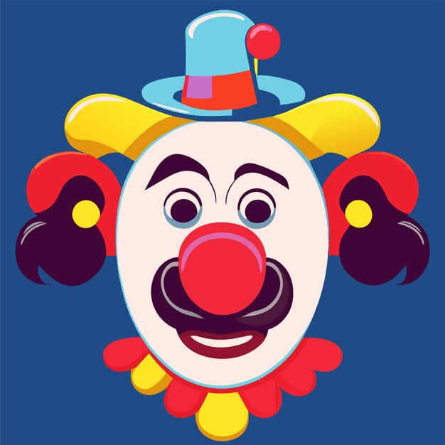 Vettore ritratto di personaggio di clown colorato disegnato a mano piatto elegante adesivo di cartone animato concetto di icona isolato