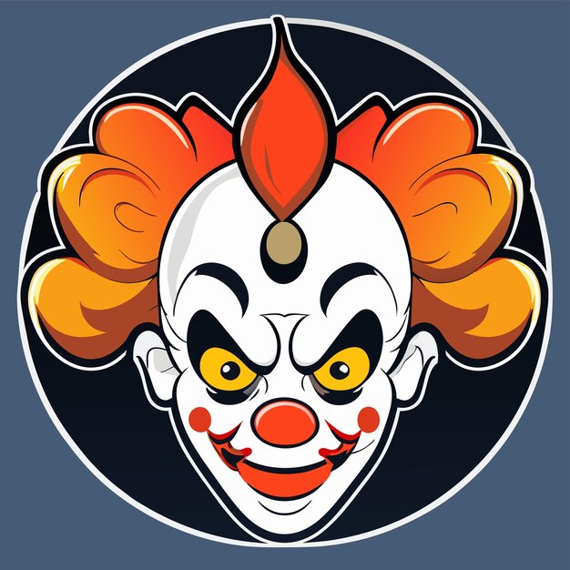 Colorful clown hand drawn flat stylish cartoon sticker icon concept isolated illustration