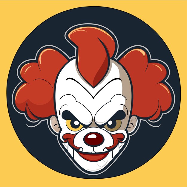 Colorful clown hand drawn flat stylish cartoon sticker icon concept isolated illustration