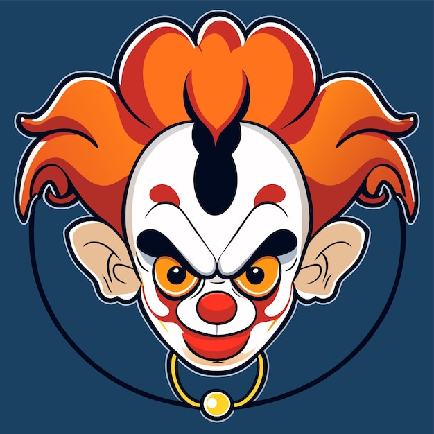 Colorful clown hand drawn flat stylish cartoon sticker icon concept isolated illustration