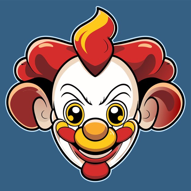 Clown colorato disegnato a mano piatto adesivo di cartone animato elegante concetto di icona illustrazione isolata