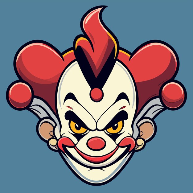 Colorful clown jocker hand drawn flat stylish cartoon sticker icon concept isolated illustration