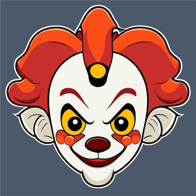 Colourful clown jocker hand drawn flat stylish cartoon sticker icon concept isolato illustration