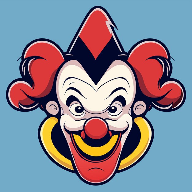 Красочный клоун-жокер, нарисованный вручную, плоский стильный мультфильм, наклейка, икона, концепция, изолированная иллюстрация