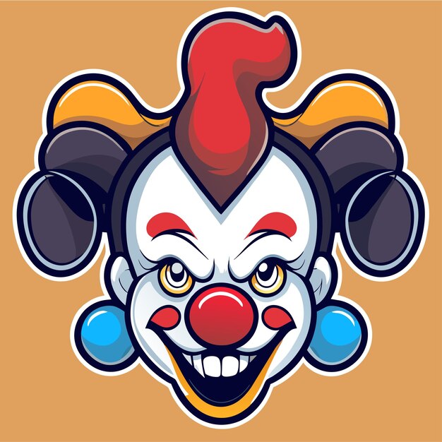 Colourful clown jocker hand drawn flat stylish cartoon sticker icon concept isolato illustration