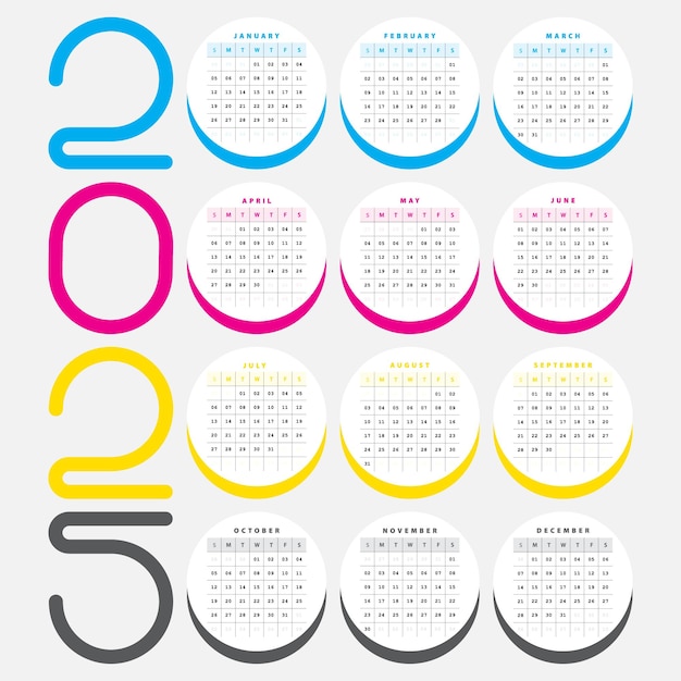 colorful cmyk 2025 calendar