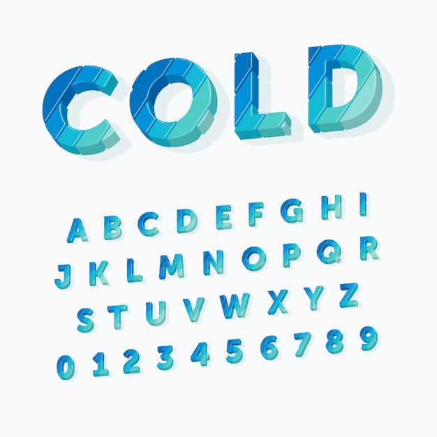 色彩冷淡的 3D 字母