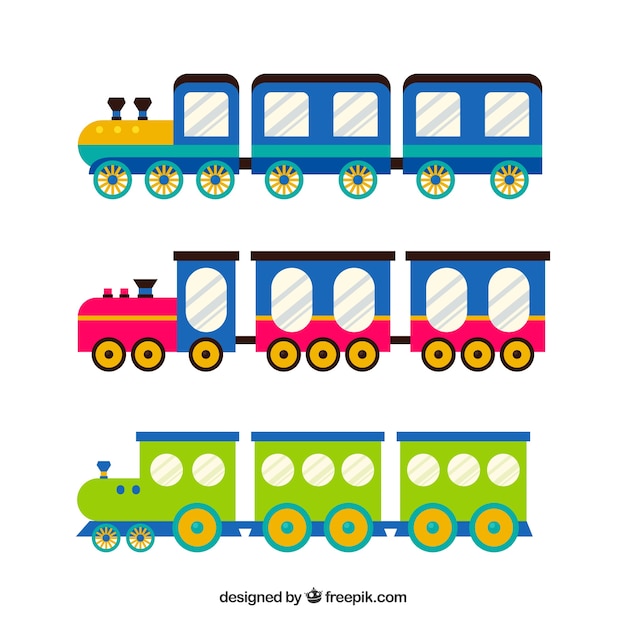 Vector colorful collection of fun trains