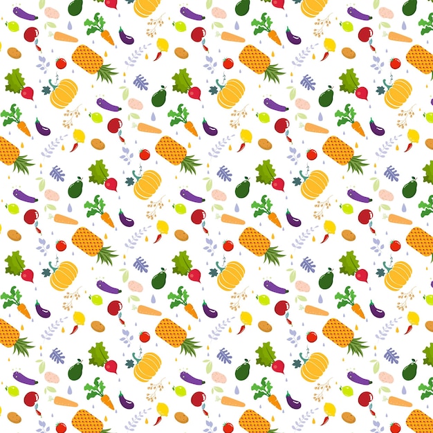 벡터 과일과 야채의 다채로운 컬렉션