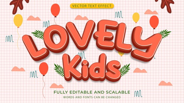 A colorful and colorful illustration text effect of a cute kids font