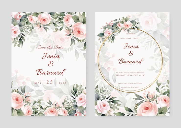 Vector colorful colourful floral flower vector watercolor colorfull wedding invitation card template set with golden floral decoration