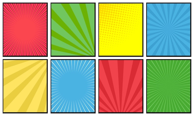 colorful comic background collection set