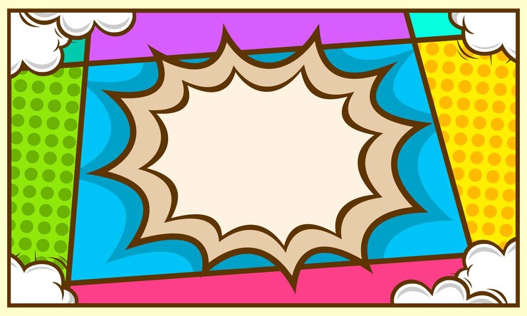 カラフルな漫画の空白の背景デザイン