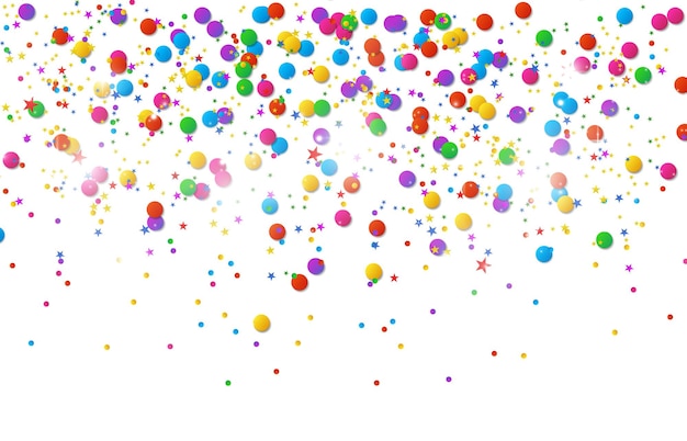 Colorful confetti and balls isolated festive background vector happy birthday holiday