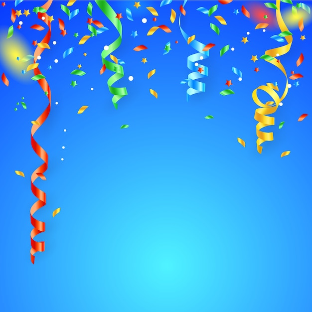 Colorful confetti on blue background