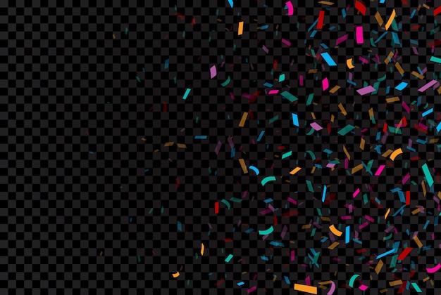 Colorful confetti and celebrations ribbon isolated on transparent background