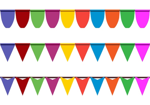Вектор Красочные флаги конфетти, изолированные на белом фоненабор красочных лент