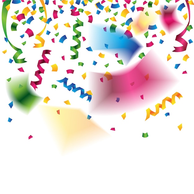 Vector colorful confetti and party ribbons for celebration