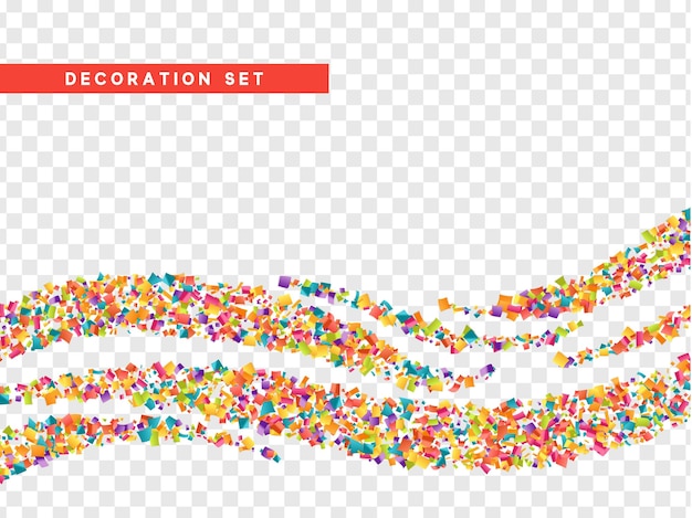Colorful confetti and serpentine isolated on a transparent background.