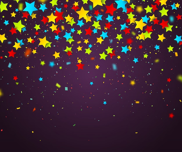 Colorful confetti of stars. holiday background