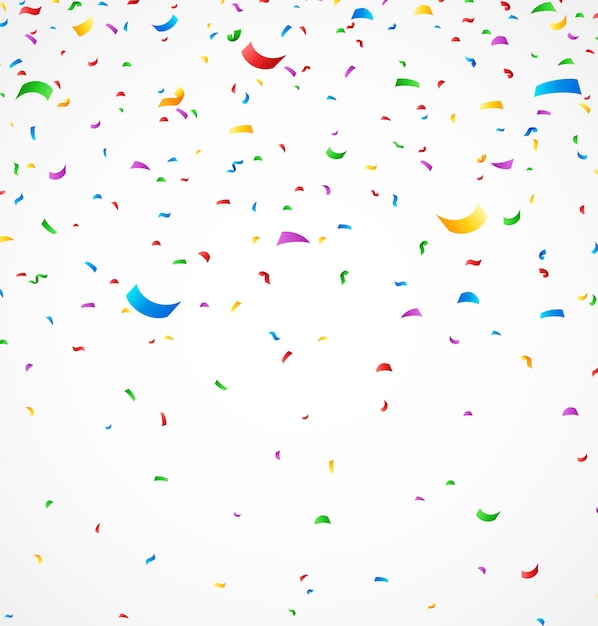 Colorful confetti on white background