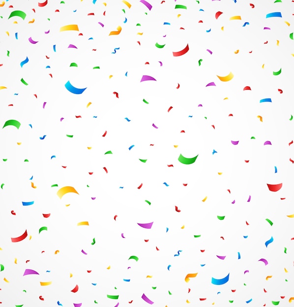 Colorful confetti on white background