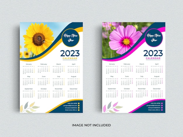 Colorful corporate 2023 wall calendar design template