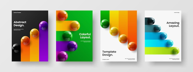 Colorful corporate brochure a4 design vector template set