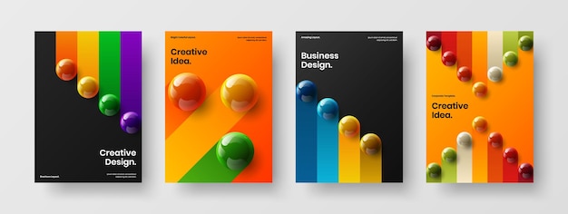 Colorful corporate brochure design vector template set