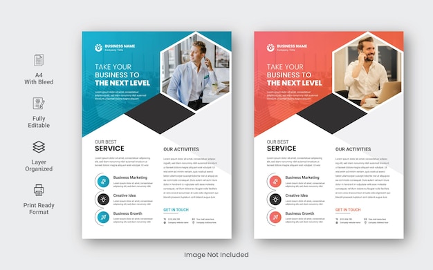 Colorful corporate business agency flyer set template