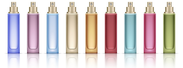 Colorful cosmetic bottles set