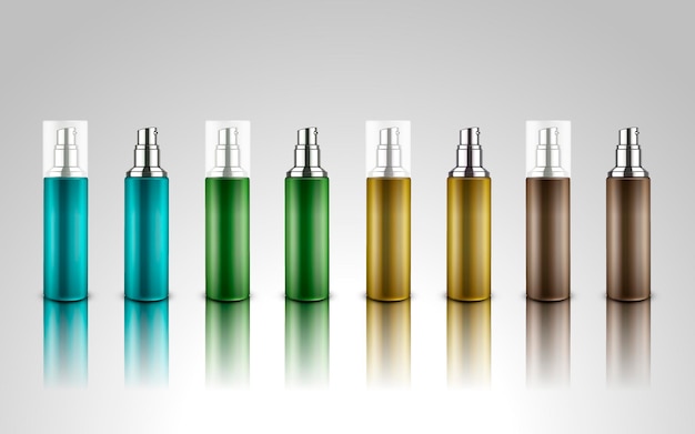 Colorful cosmetic bottles