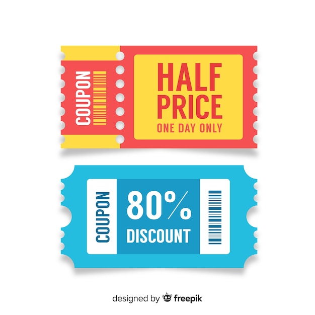 Colorful coupon template with flat design