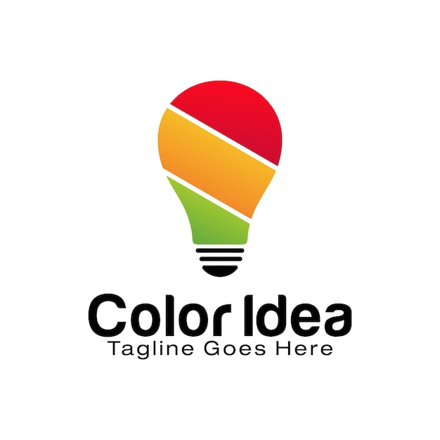 Modello di progettazione del logo della lampadina creativa colorata