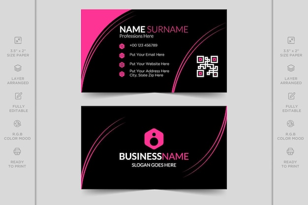 Colorful creative modern horizontal professional minimal company business card design