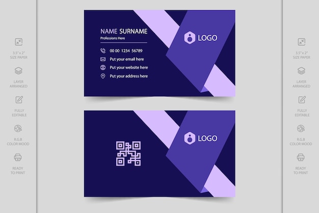 Colorful creative modern horizontal professional minimal company business card design