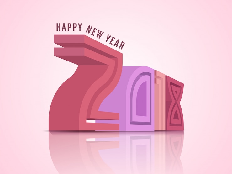 Vector colorful, creative text 2018 for new year celebration