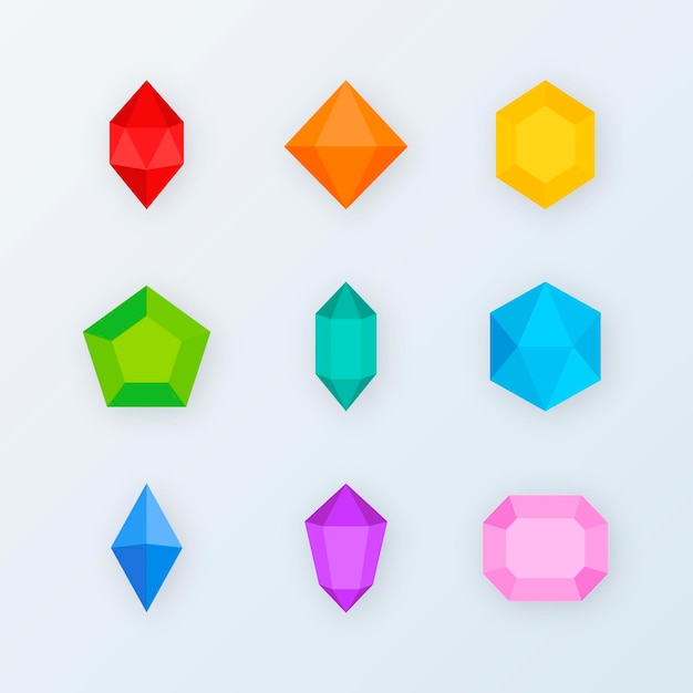 Vector colorful crystal stone vector collection