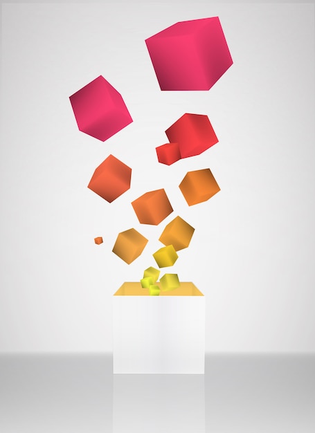 Colorful cubes on grey background