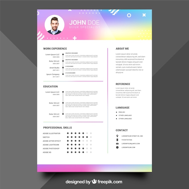 Colorful  curriculum template with flat design