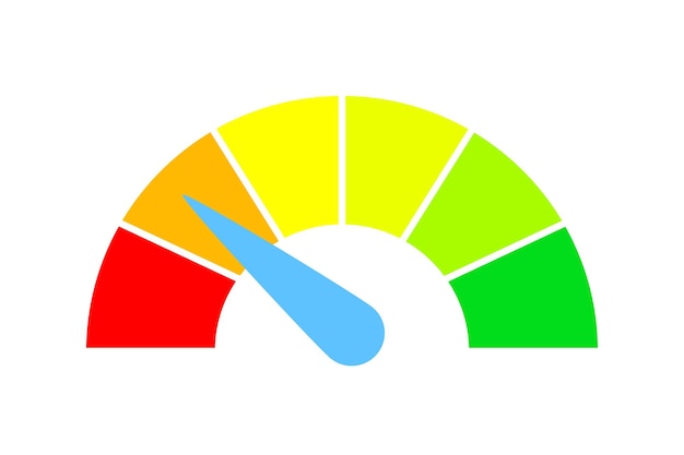 白い背景のベクトル図に分離されたカラフルな顧客満足度メーター速度計測アイコン