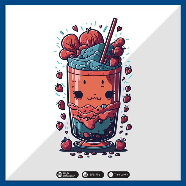 Colorful cute bubble tea vector sticker tshirt design