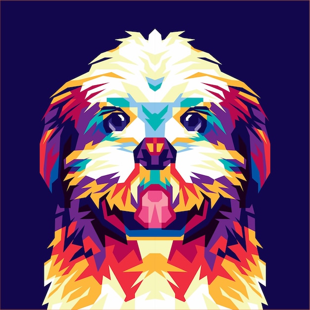 Vector colorful cute dog on pop art style illustration