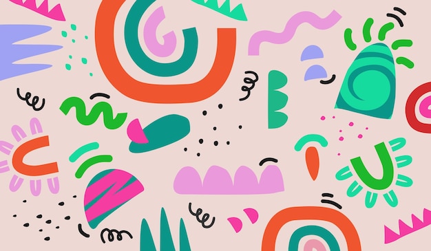 Colorful cute doodle pattern background vector design