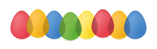カラフルなかわいいイースターエッグお祝いの飾りの3dリアルな卵のセットベクトルイラスト