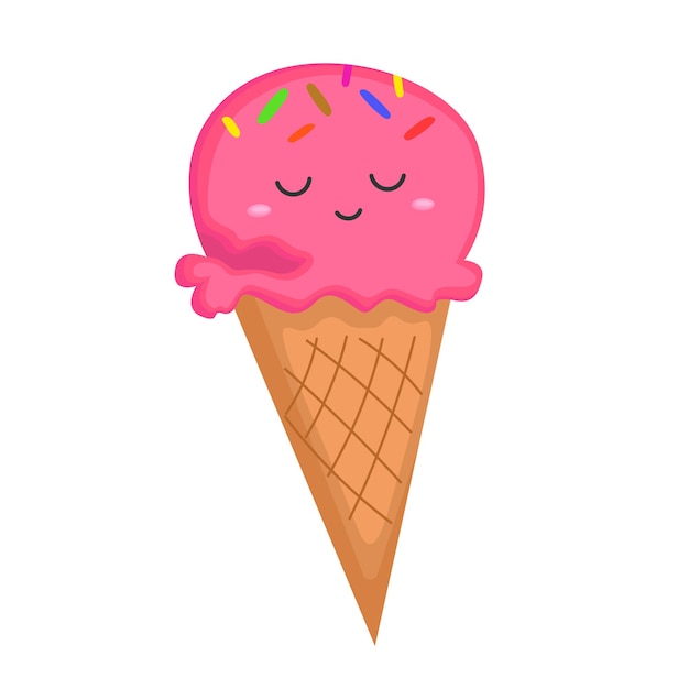 Colorful Cute Ice Cream Cone Dessert Flavor Cartoon Doodle Illustration Vector Clipart