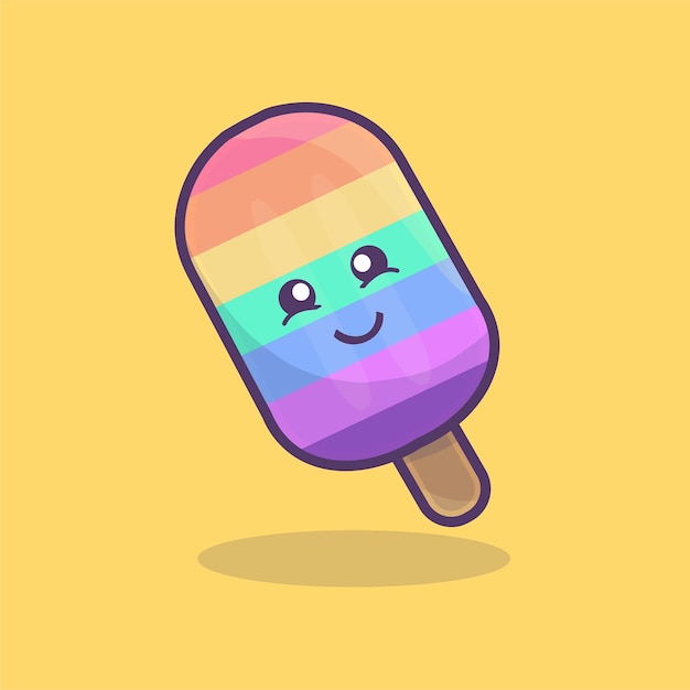 Colorful cute ice cream tutti frutti mascot icon vector character