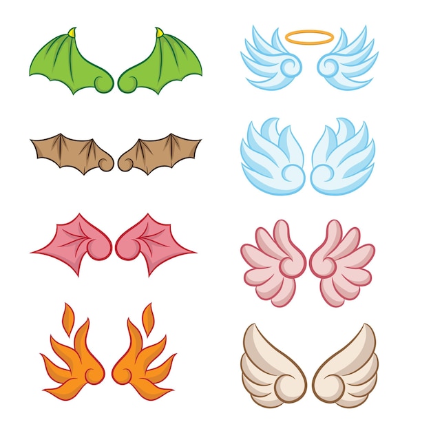 Vector colorful cute ilustration wings