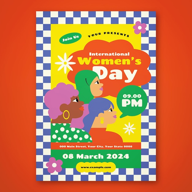 Colorful cute international women's day poster