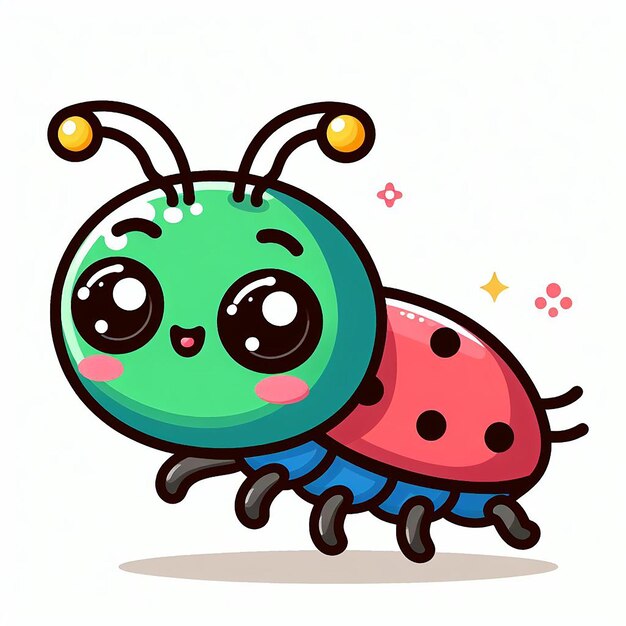 Colorful cute ladybug hand drawn vector illustration